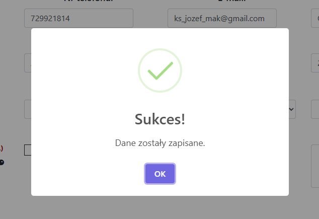 Alert po zapisie edycji