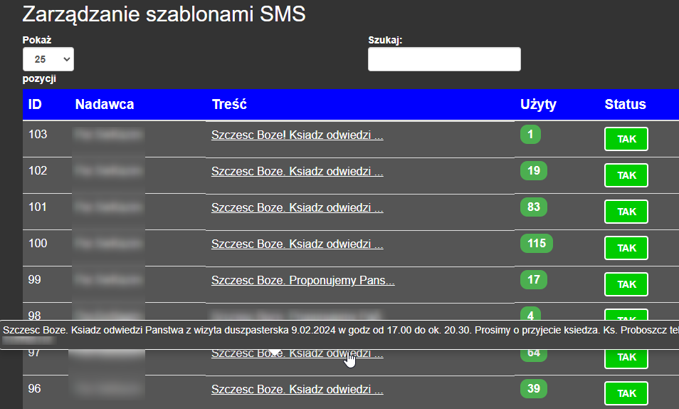 Status wysyłki